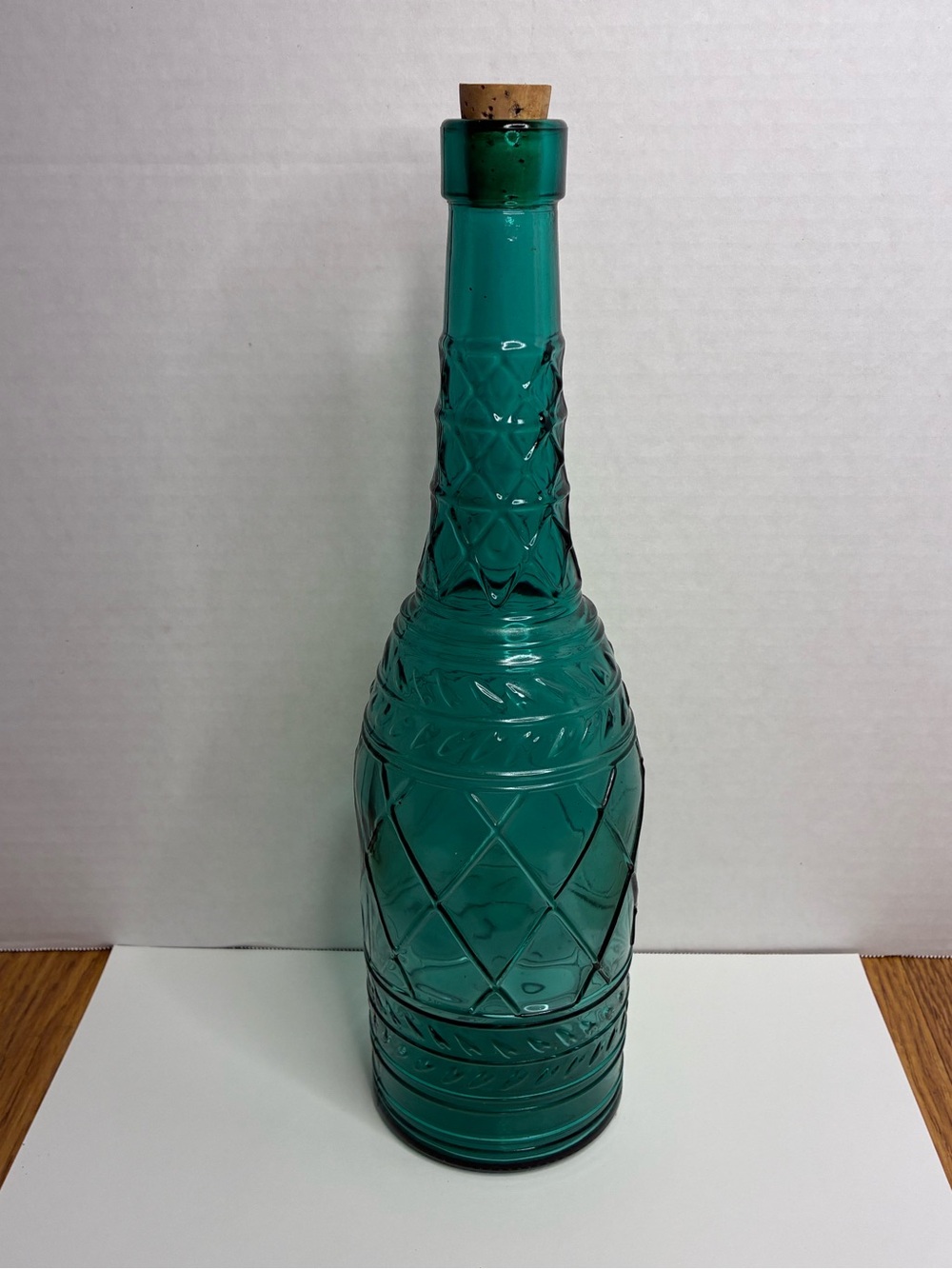 Vintage Forest Green Decorative Bottle Mid Century Liquor Decanter Glassware